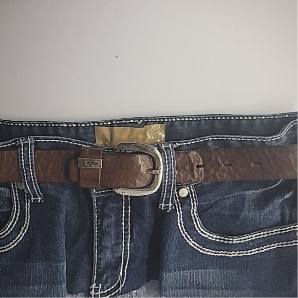 Vintage Fossil Belt Genuine Leather Mens Brown Adjustable Silver Tone Hardware - Picture 3 of 16